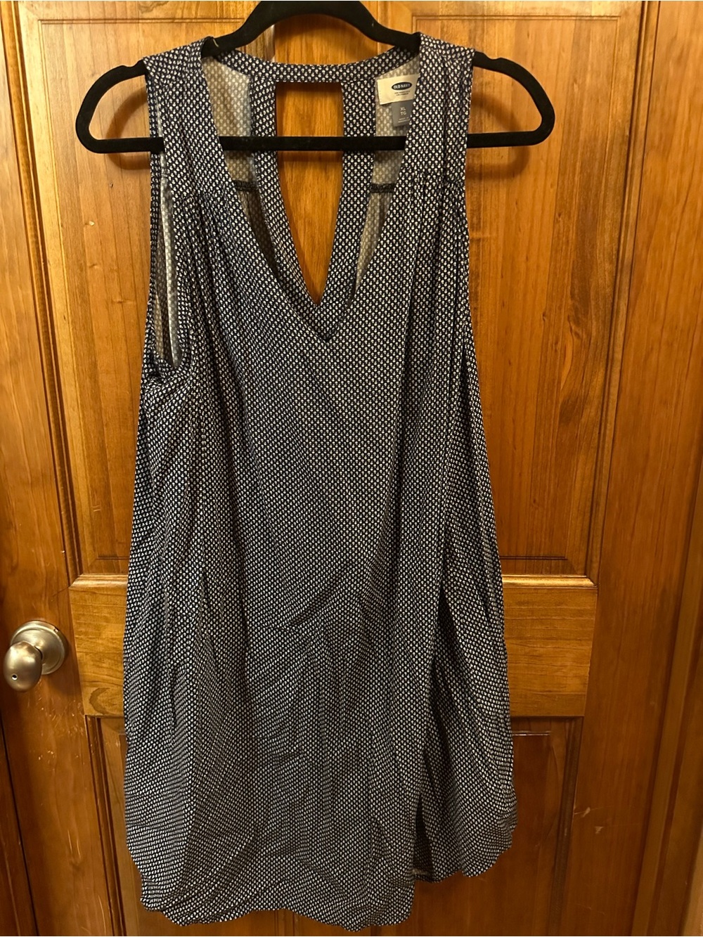 Old Navy Navy and White Polka Dot Sleeveless Midi Dress